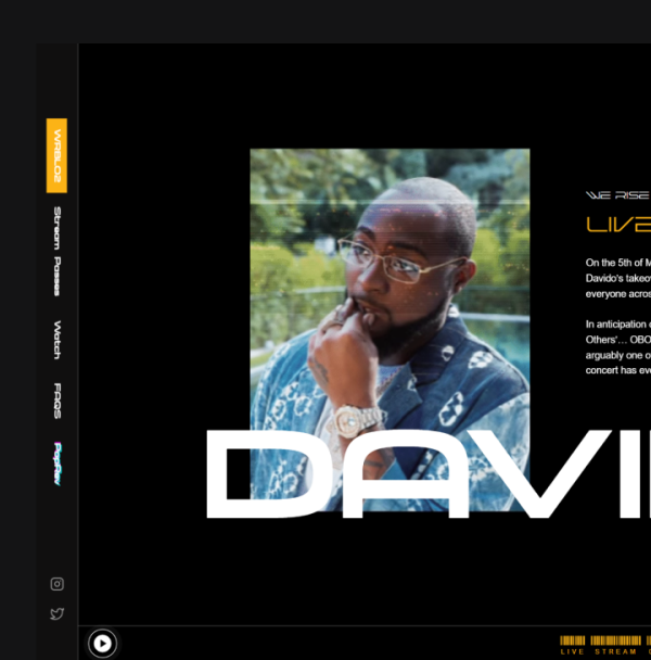 Davido live stream concert web app