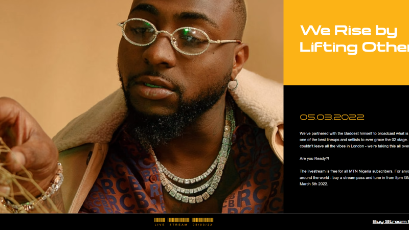 Davido live stream concert web app